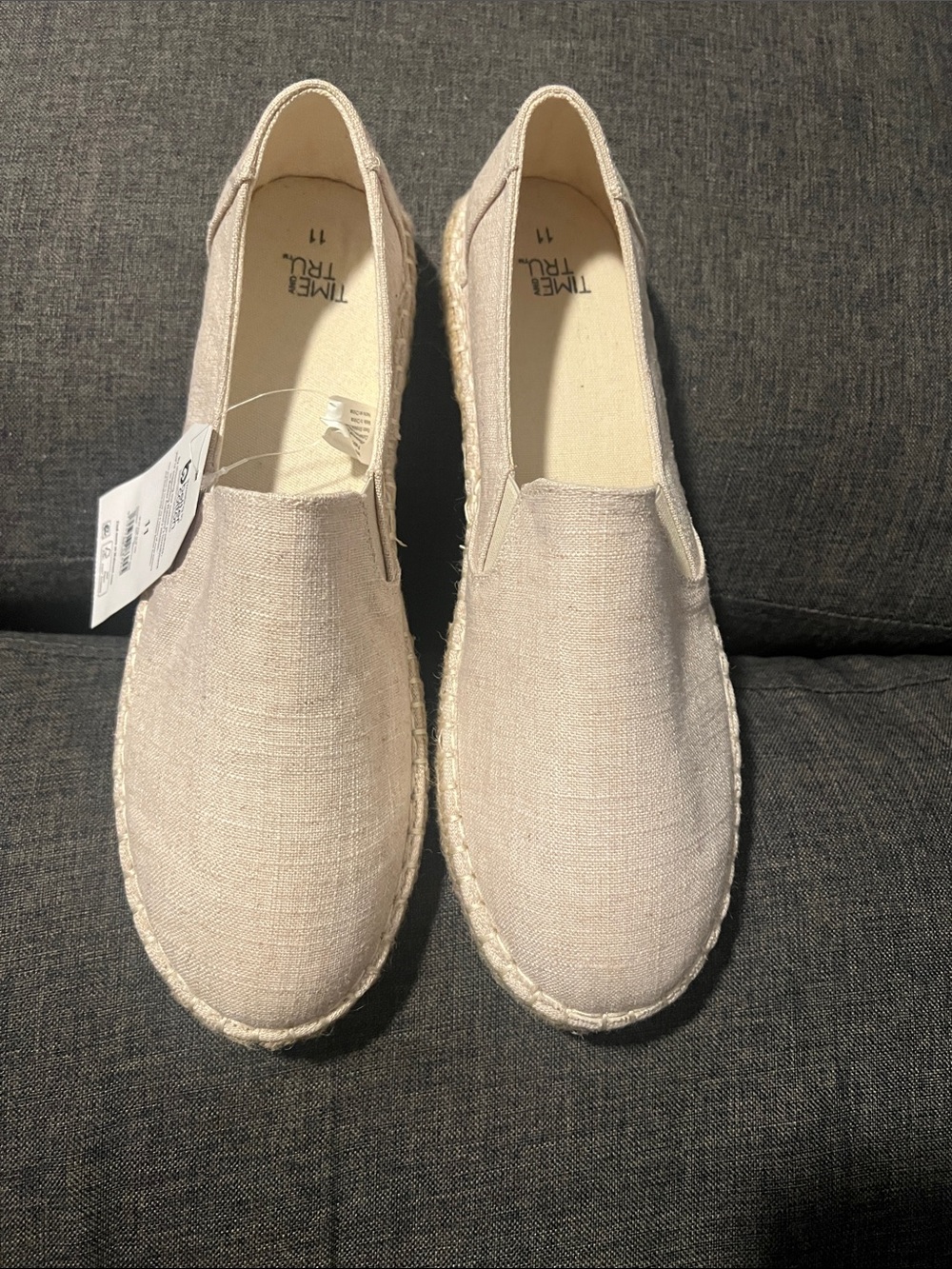 Time and Tru Light Beige Canvas Espadrille Slip-Ons